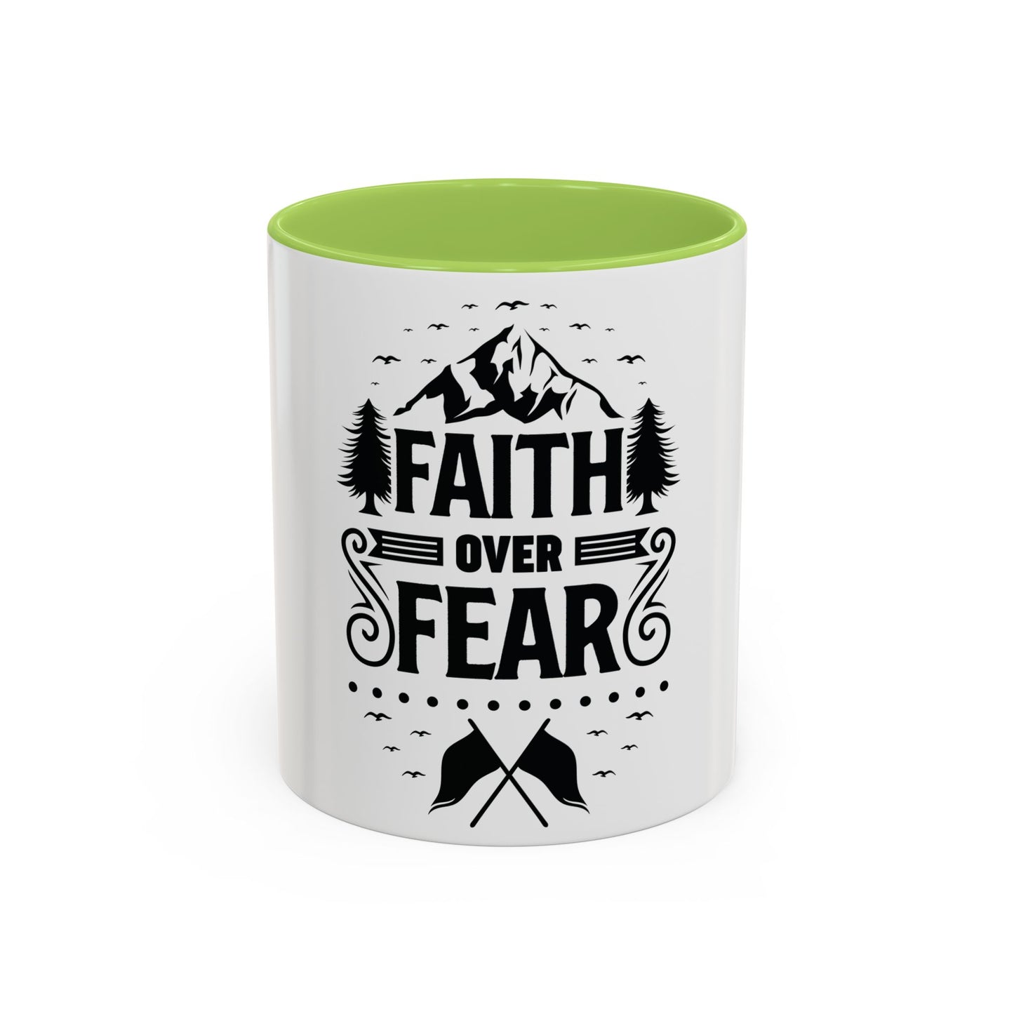 Faith Over Fear Mug | Inspirational Coffee Cup | Motivational Gift | Christian Mug | Positive Quote Drinkware | Accent Coffee Mug  | 11oz | 15oz