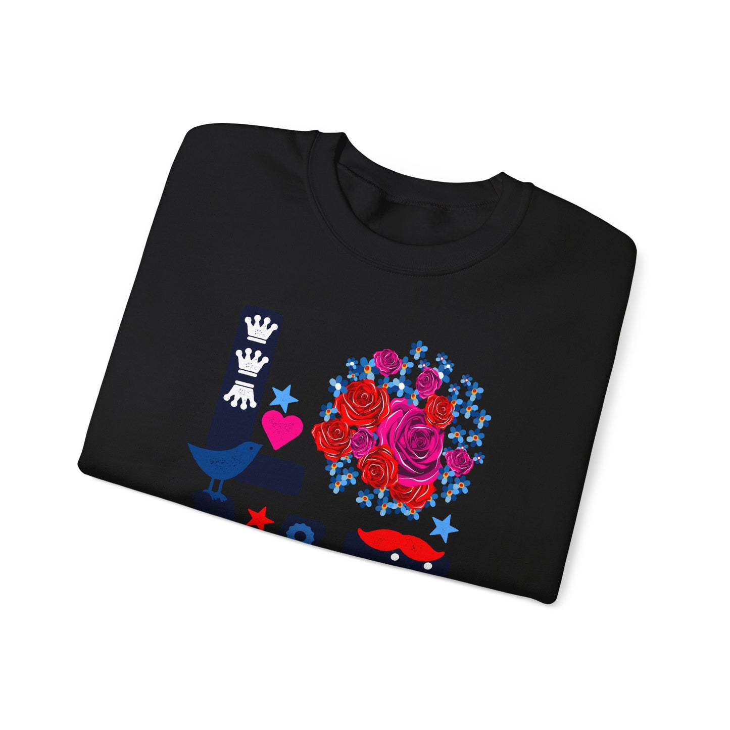 LOVE Graphic Sweatshirt |  Cute Floral Heart Print Women’s Casual Pullover Top | Unisex Heavy Blend | Crewneck Sweatshirt
