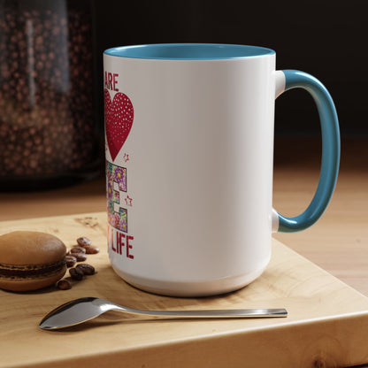 You Are the Love of My Life” Mug | Romantic Floral Coffee Cup | Cute Gift for Her, Wife, Girlfriend | Accent Coffee Mug | 11oz | 15oz)
