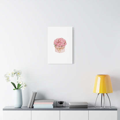 Pink Rose Bouquet Box Wall Art Print | Elegant Floral Gift Decor | Matte Canvas