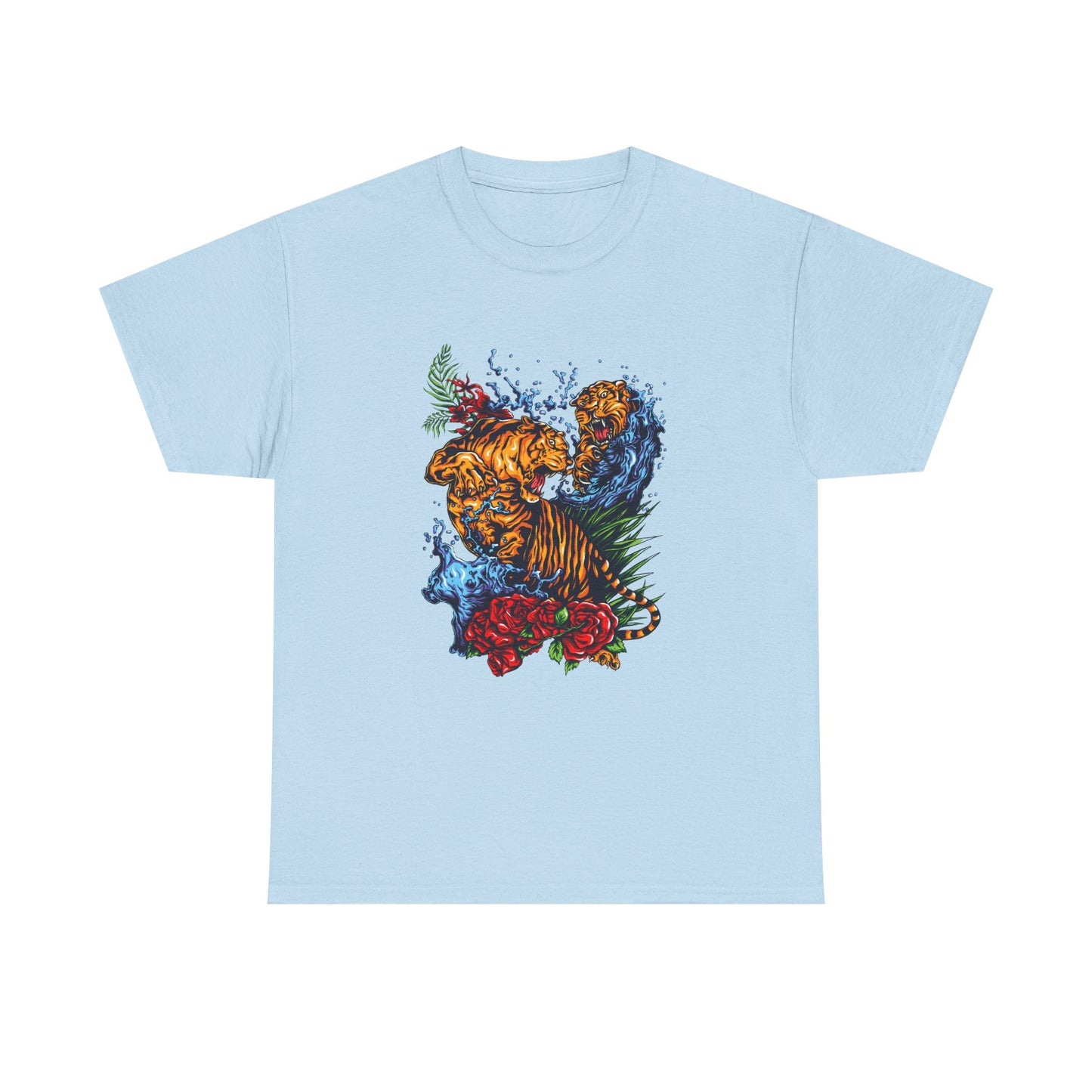 Savage Tiger Floral Graphic Tee  | Bold Streetwear Animal Print Tee | Tiger & Rose Graphic Tee | Bold Floral Ninja Tiger T-Shirt