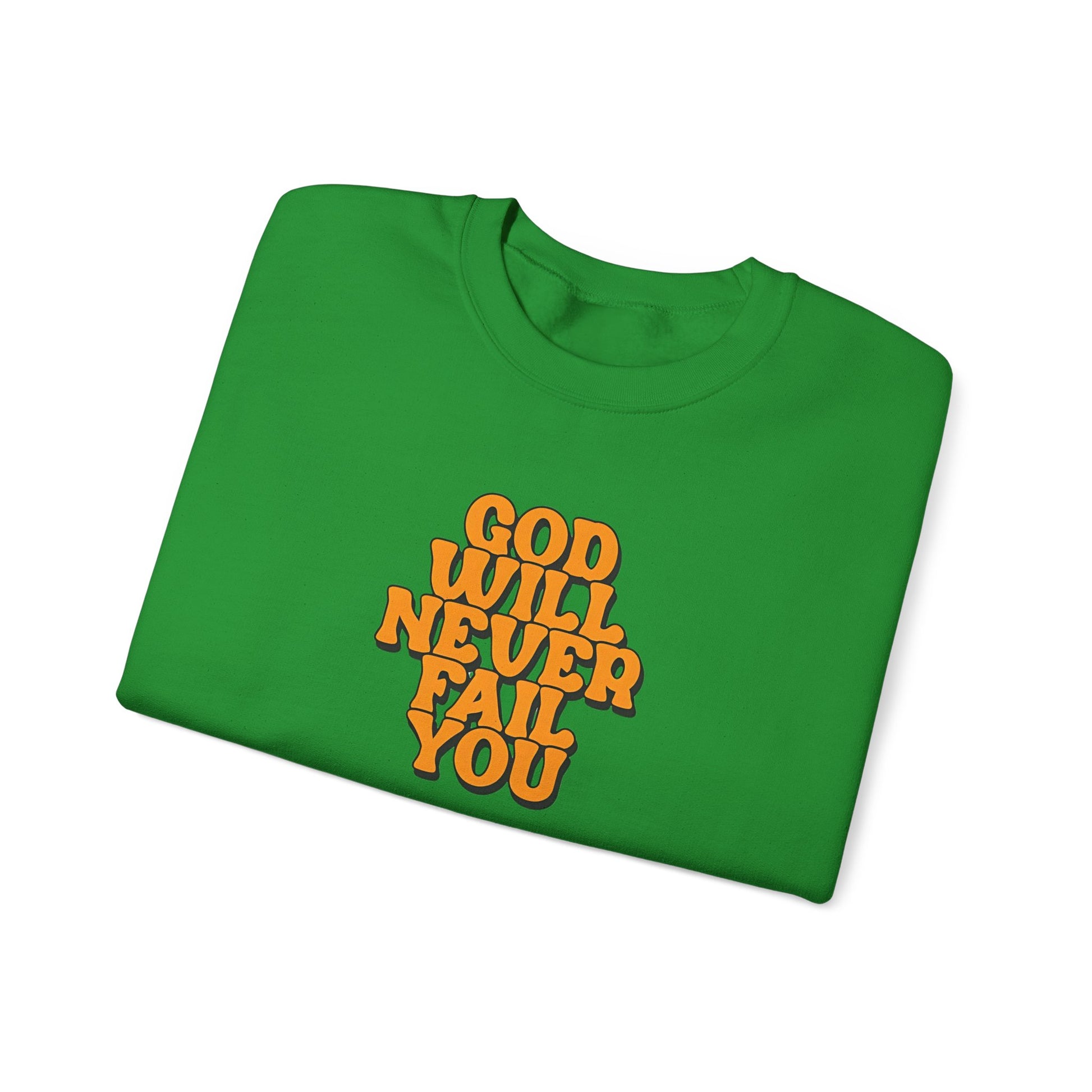 Green sweatshirt with orange text. | GrindGlow Apparel