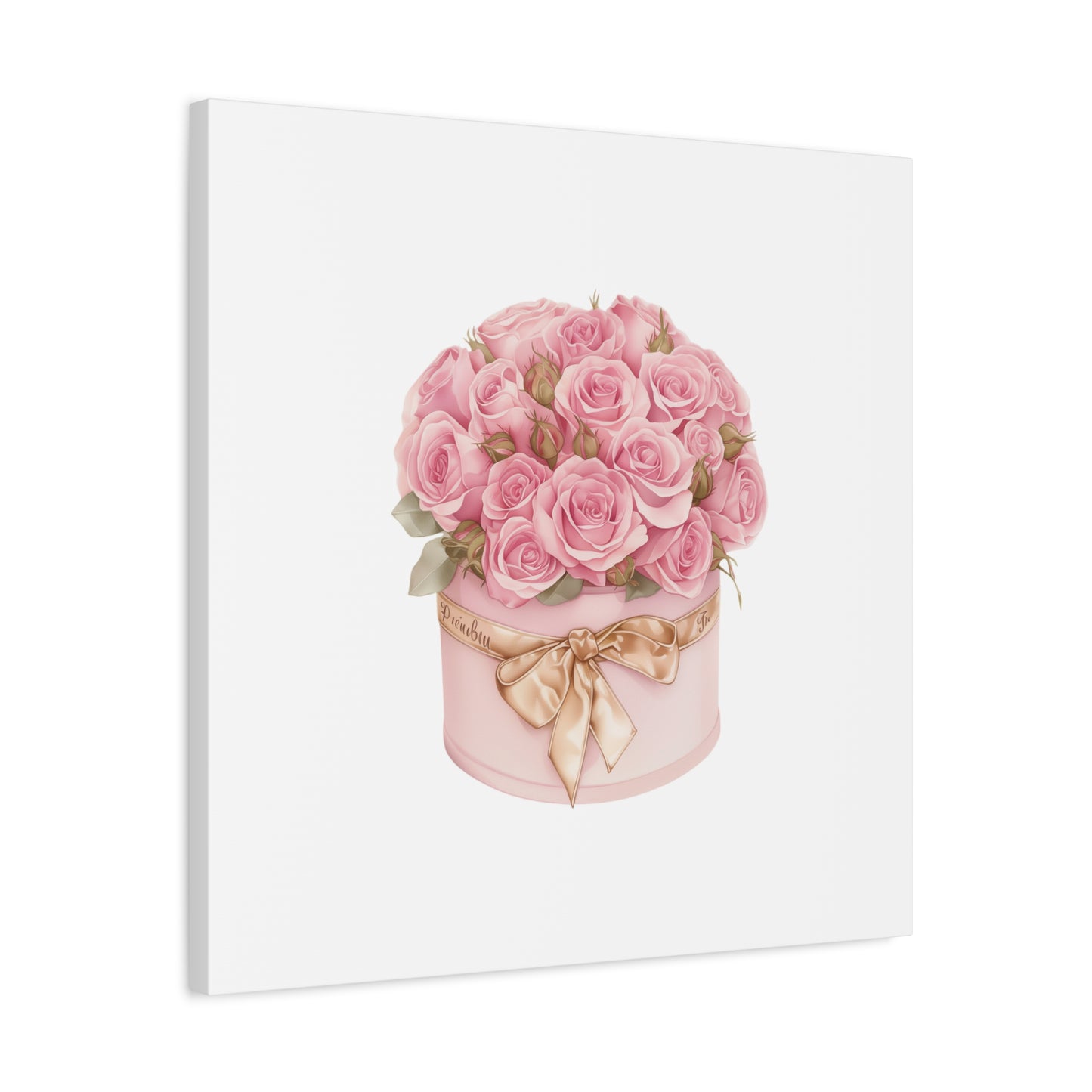 Pink Rose Bouquet Box Wall Art Print | Elegant Floral Gift Decor | Matte Canvas