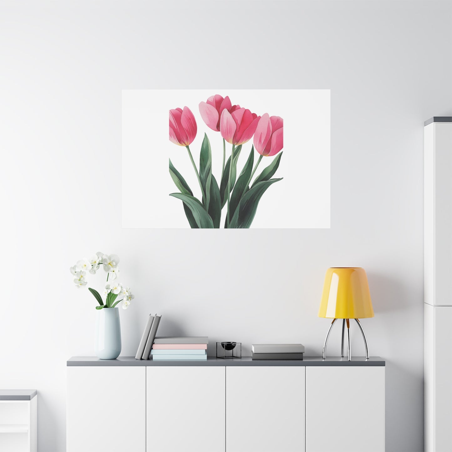 Pink Tulip Bouquet Wall Art Print | Elegant Floral Botanical Decor