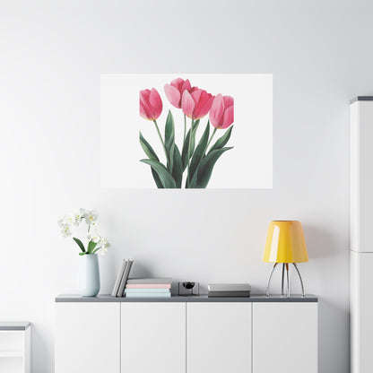 Pink Tulip Bouquet Wall Art Print | Elegant Floral Botanical Decor