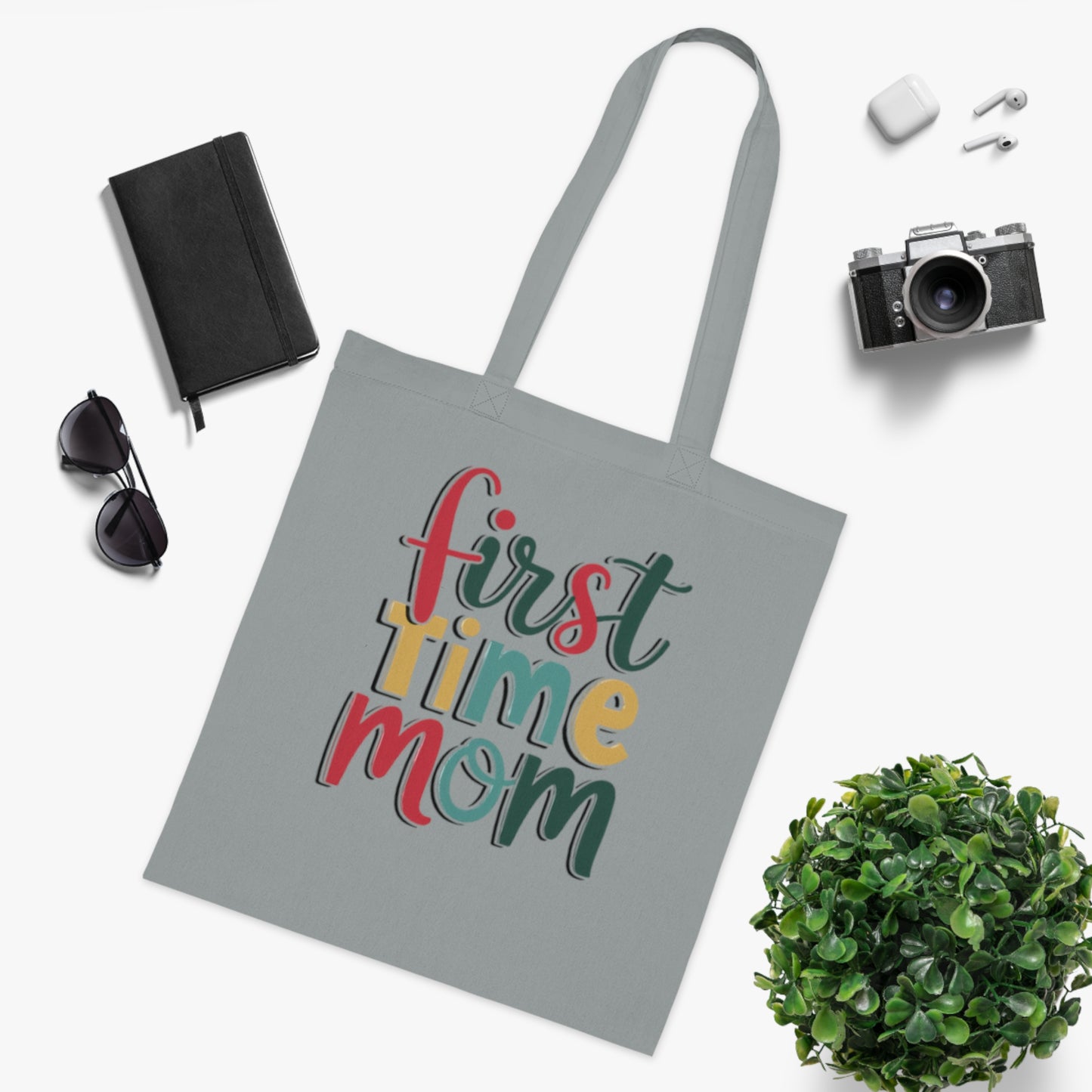 First Time Mom Cotton Tote Bag | Cute New Mom Gift  |Pregnancy gift | First time mama | Soft aesthetic mom tote |Trendy mom tote |  Postpartum gift & Mother’s Day