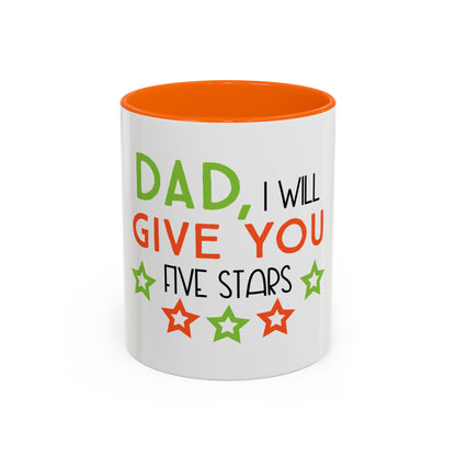 Coffee Cup | Dad I Will Give You Five Stars Mug | Funny Dad Gift | Father’s Day Mug | Cute Gift for Dad from Kids | Dad Coffee Mug