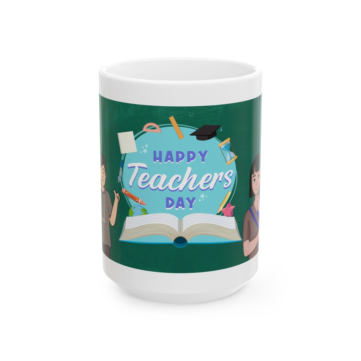 Happy Teachers Day Mug | Teacher Appreciation Gift Coffee Cup | Cute School Gift Idea for Teachers | Ceramic Mug, 11oz | 15oz