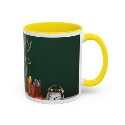 Happy Teachers Day Mug | Teacher Appreciation Gift Coffee Cup | Cute School Gift Idea for Teachers | Accent Coffee Mug | 11oz | 15oz