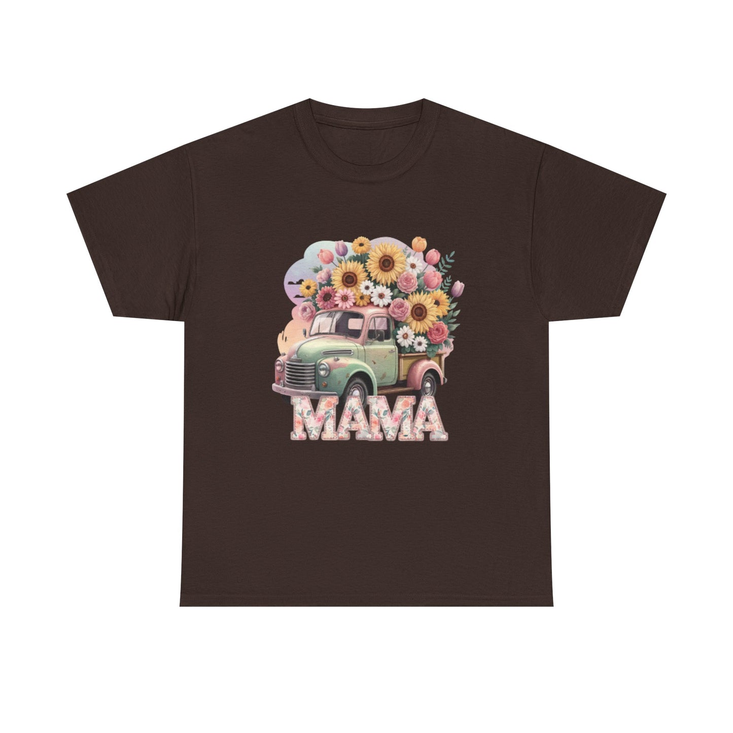 T-Shirt | Vintage Floral Mom Tee | Mama Vintage Truck Floral Tee | Mama Flower Truck Graphic Tee