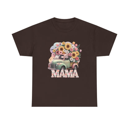T-Shirt | Vintage Floral Mom Tee | Mama Vintage Truck Floral Tee | Mama Flower Truck Graphic Tee