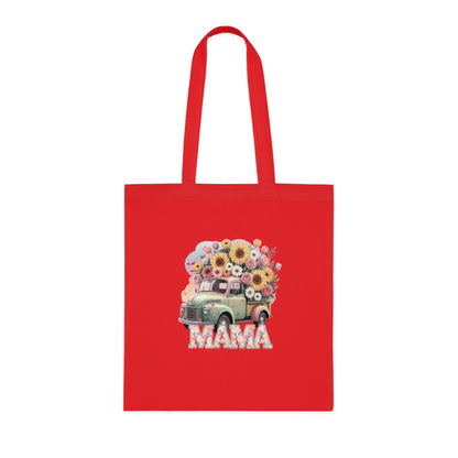 Cotton Tote | Vintage Sunflower Mother’s Day Gift | Mama Floral Truck Tote Bag | Cute Mom Canvas Tote Bag for Everyday Use | Gifts