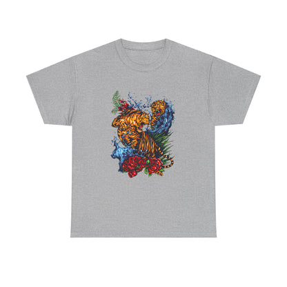 Savage Tiger Floral Graphic Tee  | Bold Streetwear Animal Print Tee | Tiger & Rose Graphic Tee | Bold Floral Ninja Tiger T-Shirt