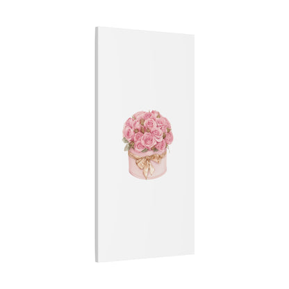 Pink Rose Bouquet Box Wall Art Print | Elegant Floral Gift Decor | Matte Canvas