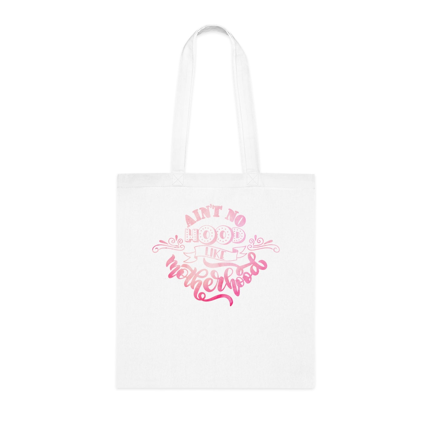 Stylish Canvas Tote for Moms | Everyday Carry & Gift Idea | Ain't No Hood Like Motherhood Cotton Tote | Pink Mom Tote Bag