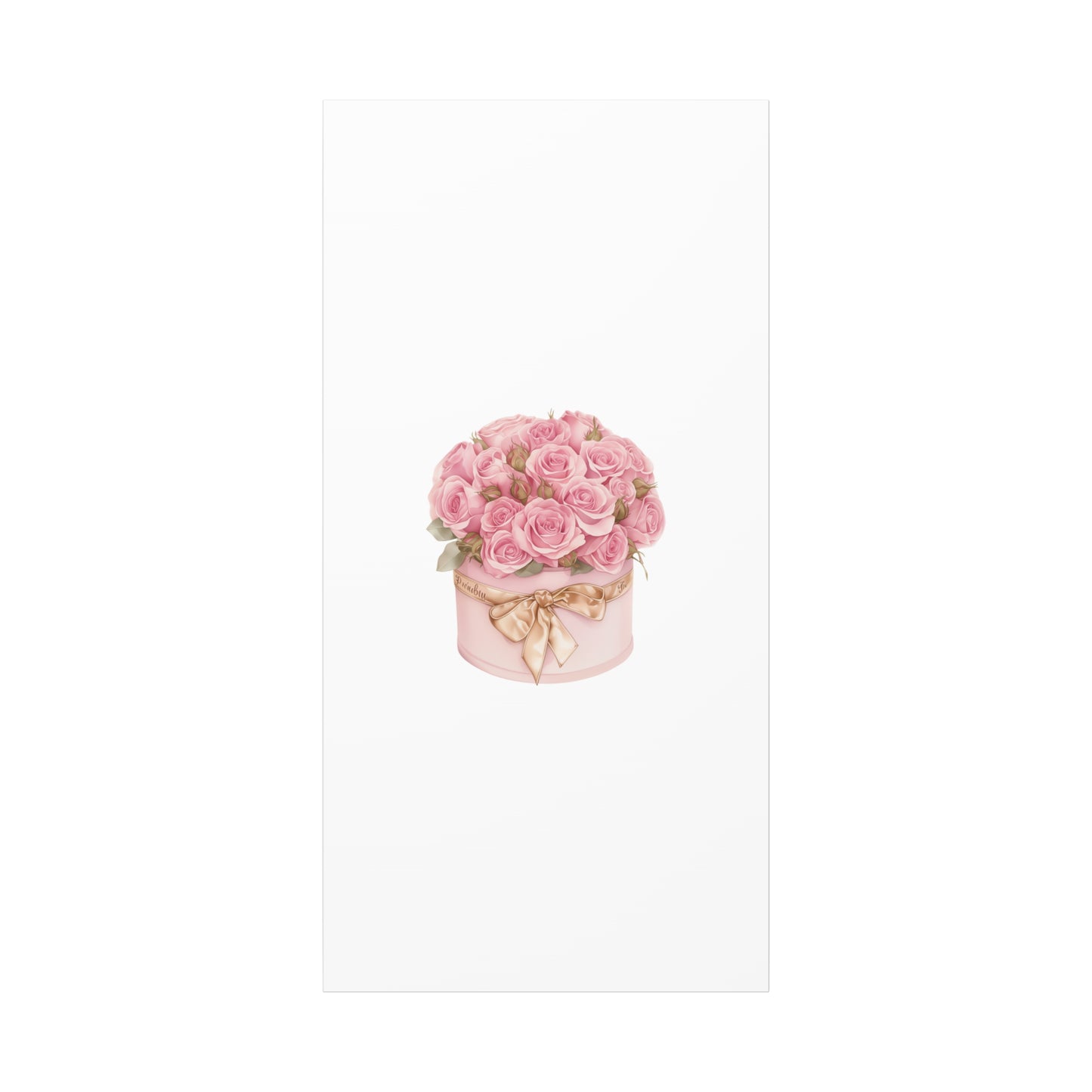 Pink Rose Bouquet Box Wall Art Print | Elegant Floral Gift Decor | Matte Canvas