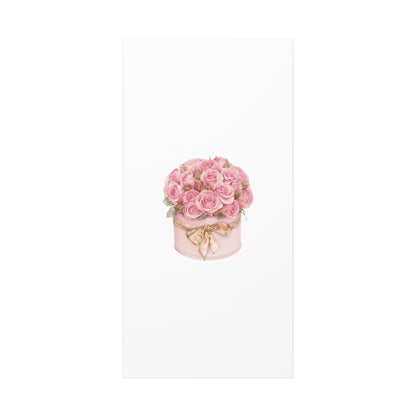 Pink Rose Bouquet Box Wall Art Print | Elegant Floral Gift Decor | Matte Canvas