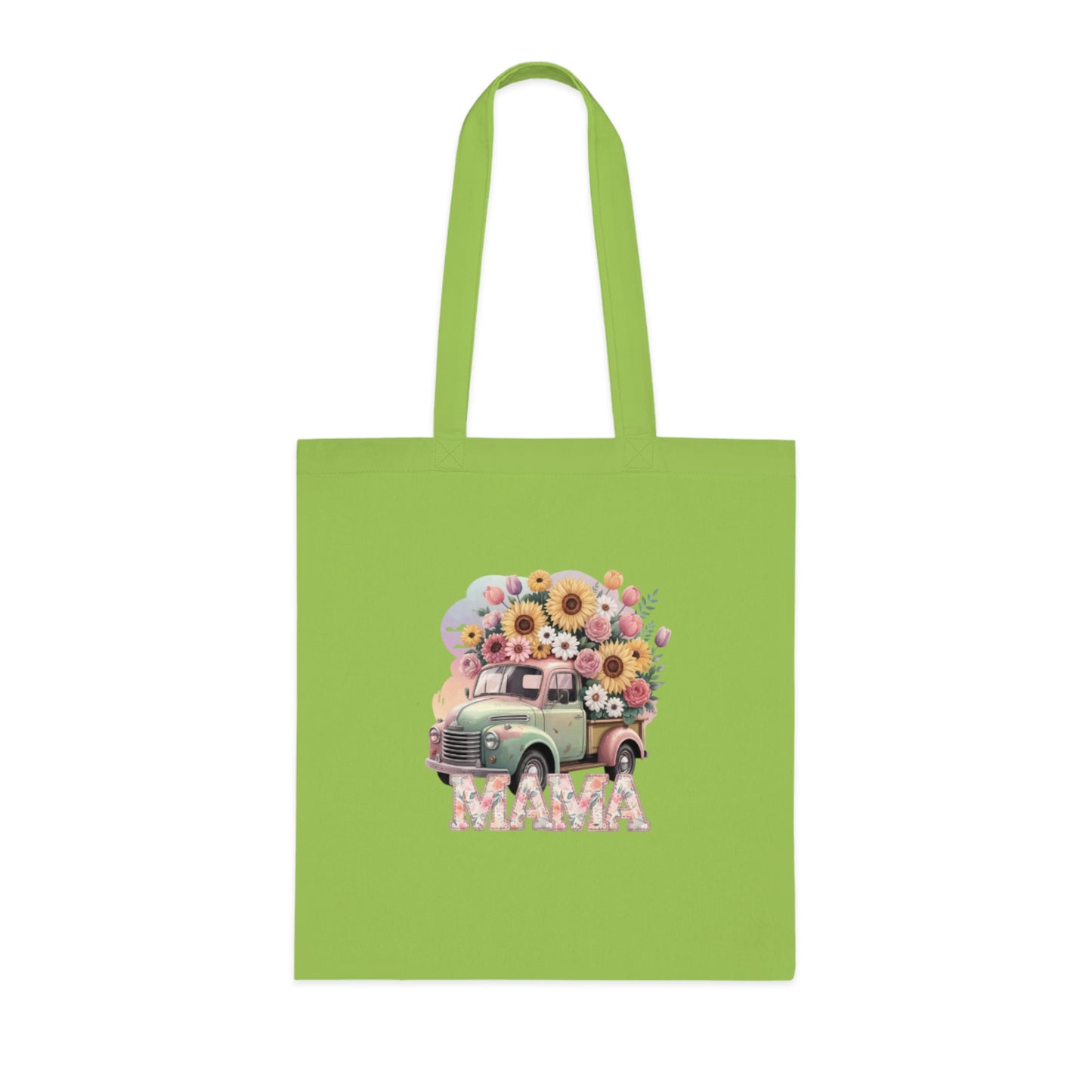 Cotton Tote | Vintage Sunflower Mother’s Day Gift | Mama Floral Truck Tote Bag | Cute Mom Canvas Tote Bag for Everyday Use | Gifts