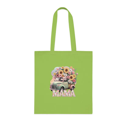 Cotton Tote | Vintage Sunflower Mother’s Day Gift | Mama Floral Truck Tote Bag | Cute Mom Canvas Tote Bag for Everyday Use | Gifts