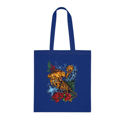 Tiger Floral Tote Bag | Bold Animal Print Canvas Tote Bag | Cotton Tote