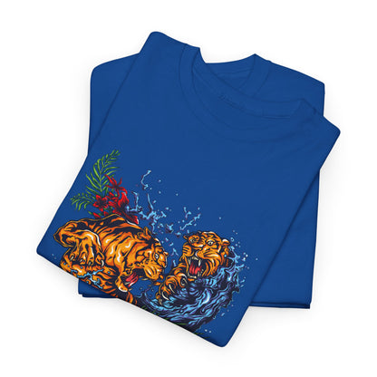 Savage Tiger Floral Graphic Tee  | Bold Streetwear Animal Print Tee | Tiger & Rose Graphic Tee | Bold Floral Ninja Tiger T-Shirt
