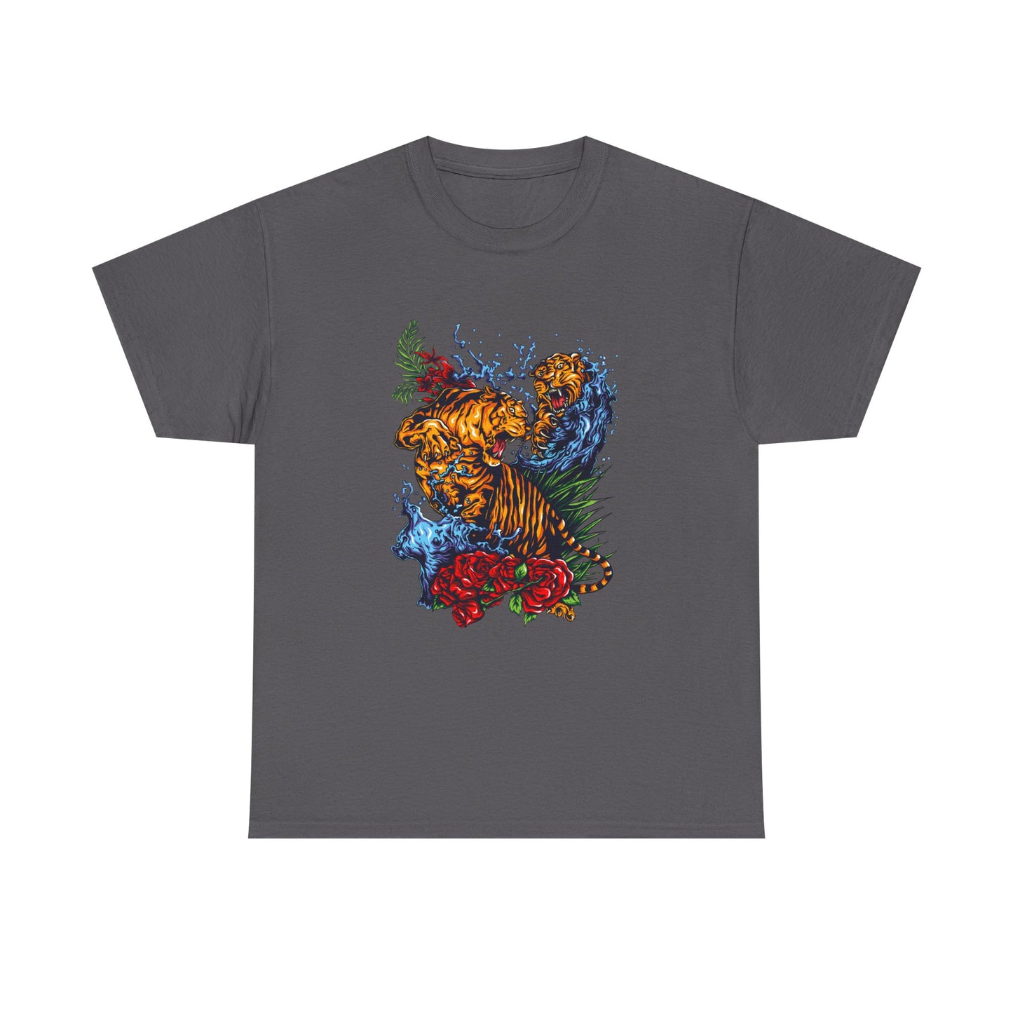 Savage Tiger Floral Graphic Tee  | Bold Streetwear Animal Print Tee | Tiger & Rose Graphic Tee | Bold Floral Ninja Tiger T-Shirt