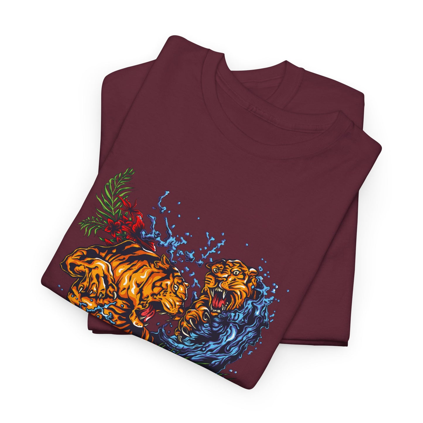 Savage Tiger Floral Graphic Tee  | Bold Streetwear Animal Print Tee | Tiger & Rose Graphic Tee | Bold Floral Ninja Tiger T-Shirt