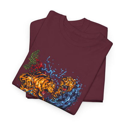 Savage Tiger Floral Graphic Tee  | Bold Streetwear Animal Print Tee | Tiger & Rose Graphic Tee | Bold Floral Ninja Tiger T-Shirt
