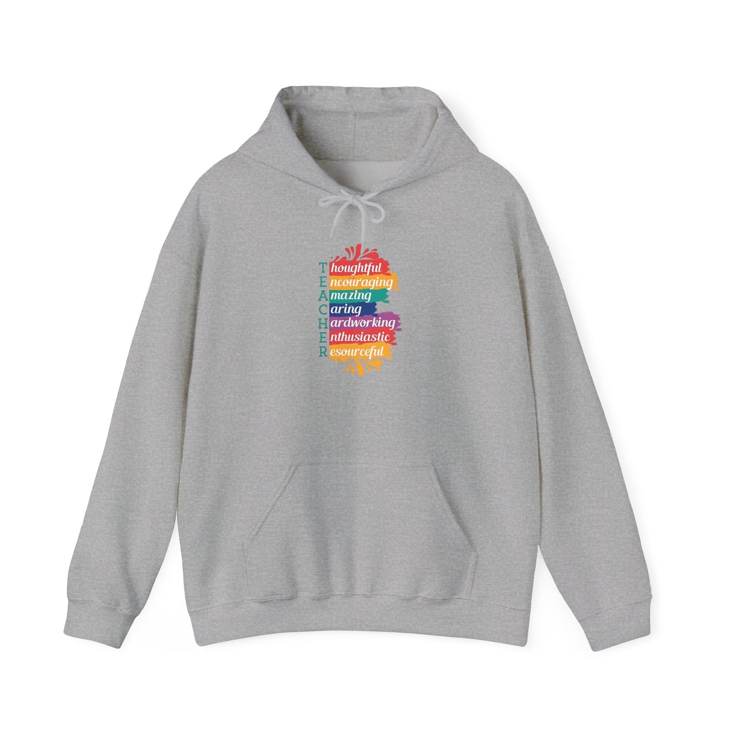 Teacher Appreciation Hoodie |  Inspirational Teacher Gift Sweatshirt | Colorful Graphic Hoodie for Educators | Librarian Rainbow Acrostic Hoodie | Proud Book Lover Sweatshirt