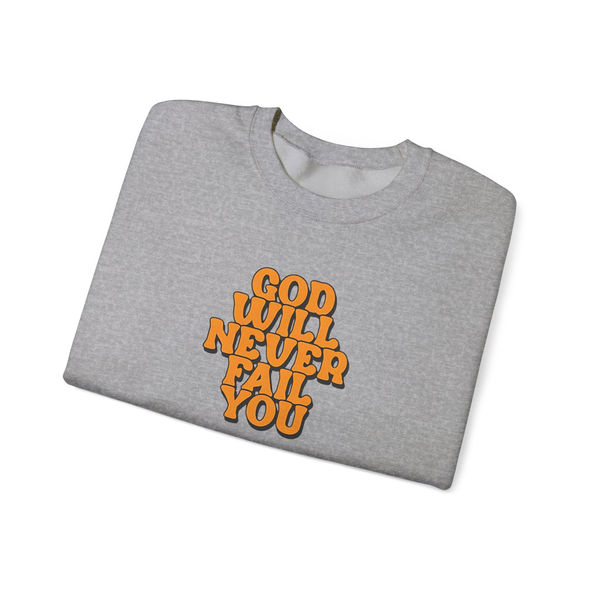 Grey sweatshirt with orange text. | GrindGlow Apparel