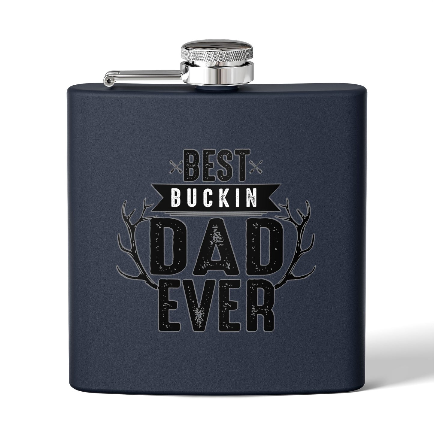 Best Buckin Dad Ever Stainless Steel Flask |  6oz Fathers Day Gift | 6 oz | Best Buckin Dad Ever Flask | Funny Father’s Day Gift | Stainless Steel Hip Flask for Dad