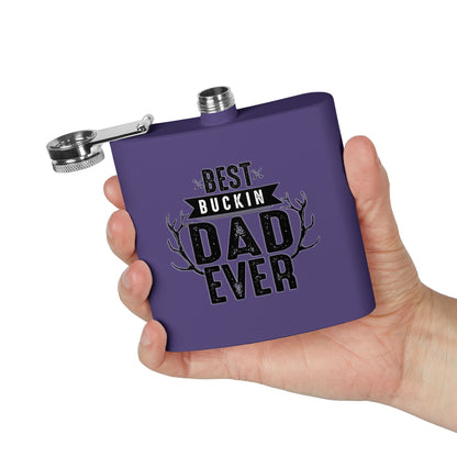 Best Buckin Dad Ever Stainless Steel Flask |  6oz Fathers Day Gift | 6 oz | Best Buckin Dad Ever Flask | Funny Father’s Day Gift | Stainless Steel Hip Flask for Dad