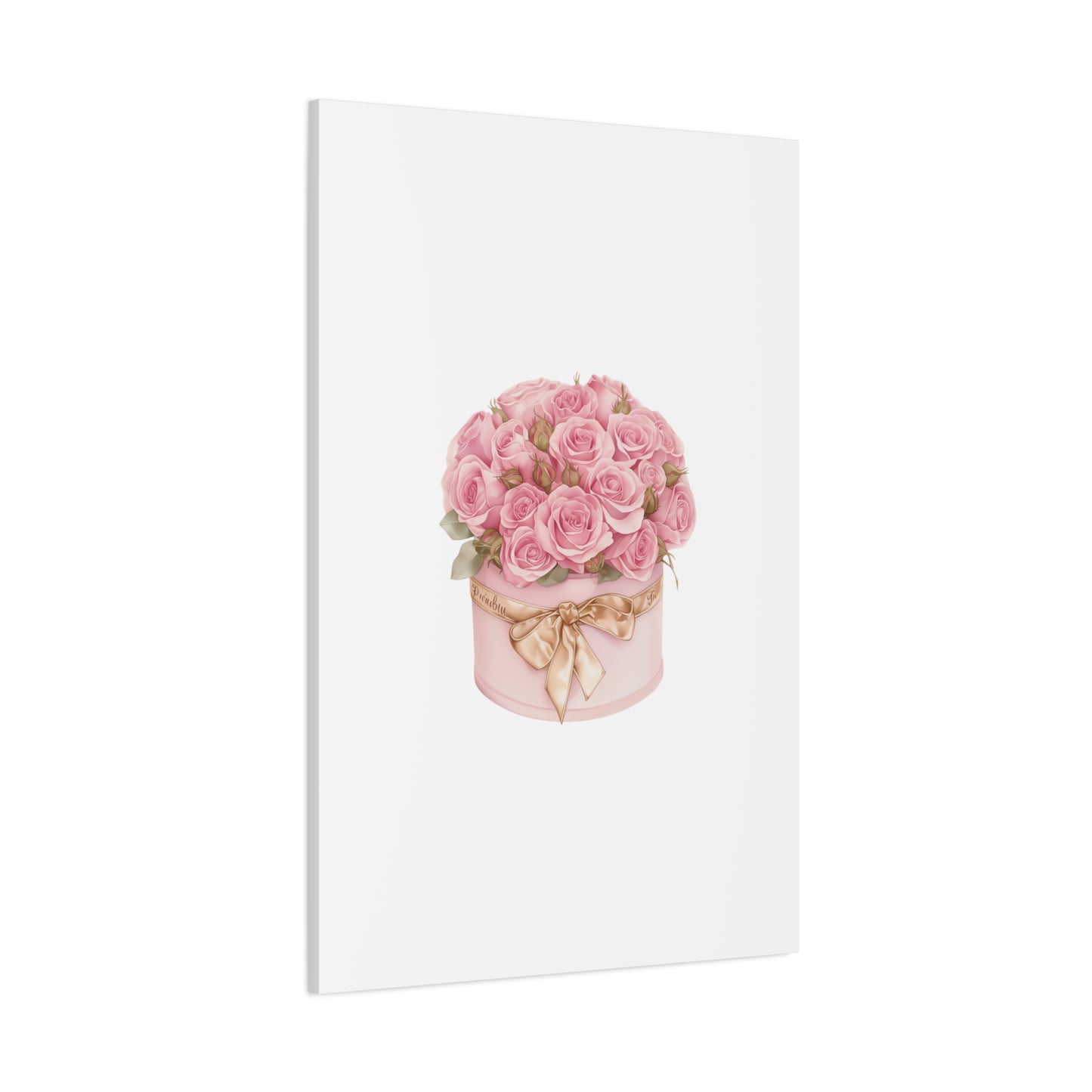 Pink Rose Bouquet Box Wall Art Print | Elegant Floral Gift Decor | Matte Canvas