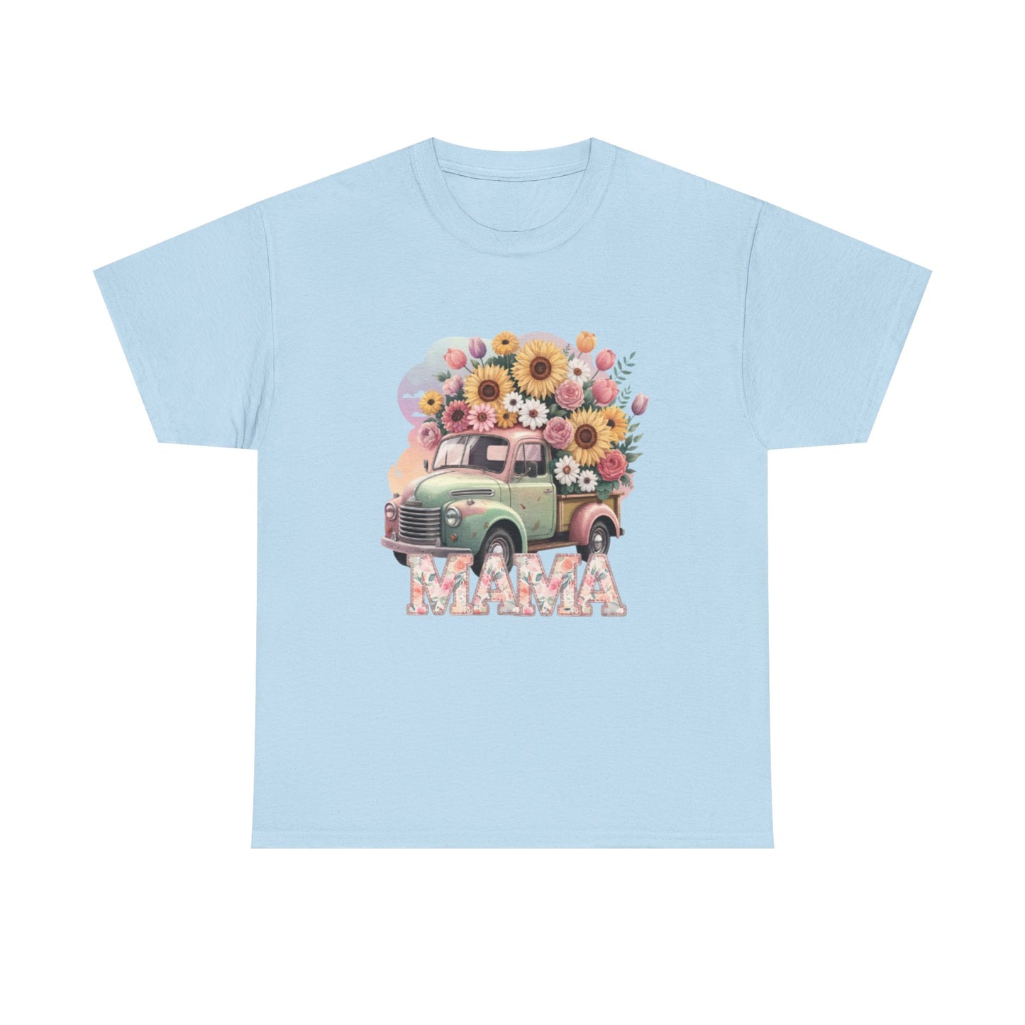 T-Shirt | Vintage Floral Mom Tee | Mama Vintage Truck Floral Tee | Mama Flower Truck Graphic Tee