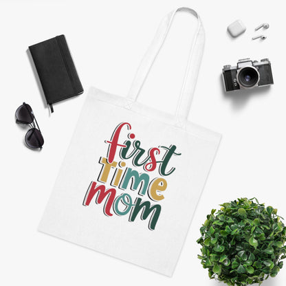 First Time Mom Cotton Tote Bag | Cute New Mom Gift  |Pregnancy gift | First time mama | Soft aesthetic mom tote |Trendy mom tote |  Postpartum gift & Mother’s Day