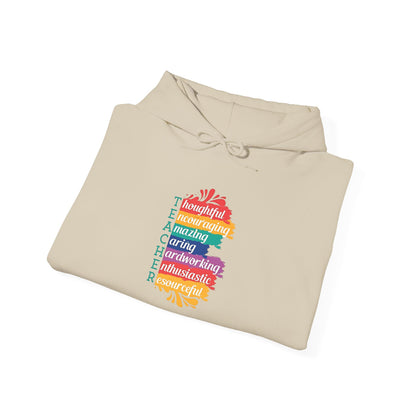 Teacher Appreciation Hoodie |  Inspirational Teacher Gift Sweatshirt | Colorful Graphic Hoodie for Educators | Librarian Rainbow Acrostic Hoodie | Proud Book Lover Sweatshirt