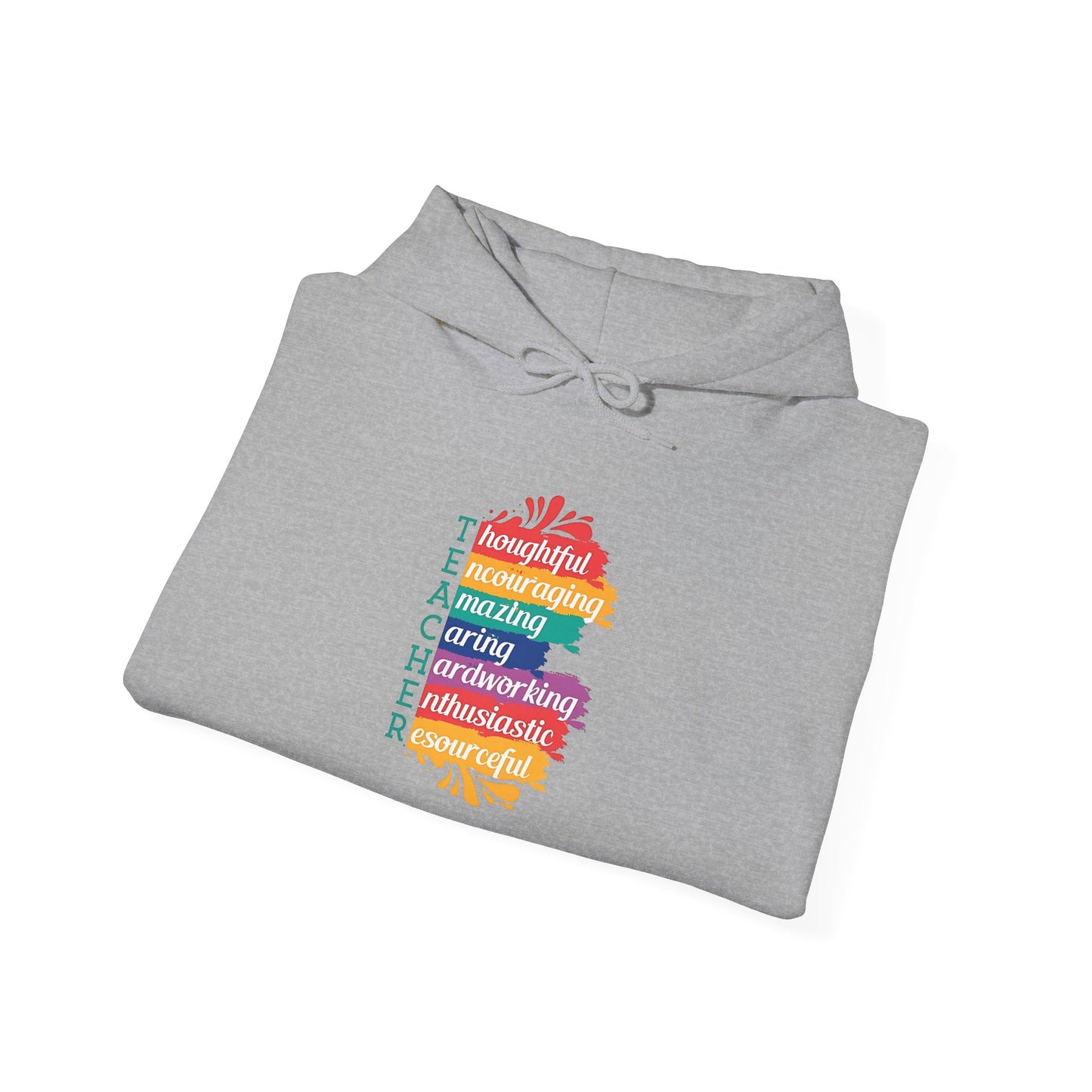 Teacher Appreciation Hoodie |  Inspirational Teacher Gift Sweatshirt | Colorful Graphic Hoodie for Educators | Librarian Rainbow Acrostic Hoodie | Proud Book Lover Sweatshirt