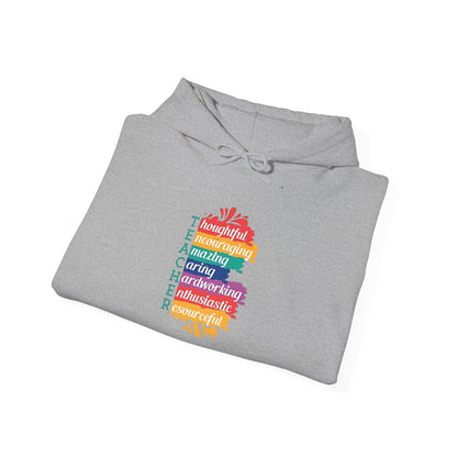 Teacher Appreciation Hoodie |  Inspirational Teacher Gift Sweatshirt | Colorful Graphic Hoodie for Educators | Librarian Rainbow Acrostic Hoodie | Proud Book Lover Sweatshirt
