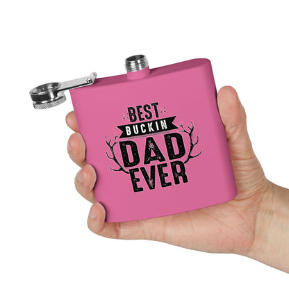 Best Buckin Dad Ever Stainless Steel Flask |  6oz Fathers Day Gift | 6 oz | Best Buckin Dad Ever Flask | Funny Father’s Day Gift | Stainless Steel Hip Flask for Dad