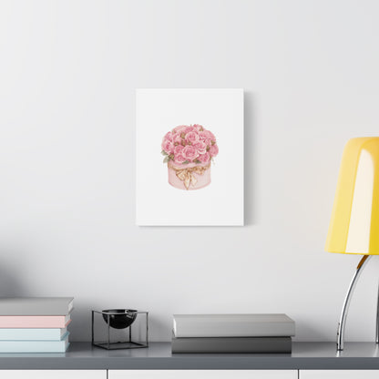 Pink Rose Bouquet Box Wall Art Print | Elegant Floral Gift Decor | Matte Canvas