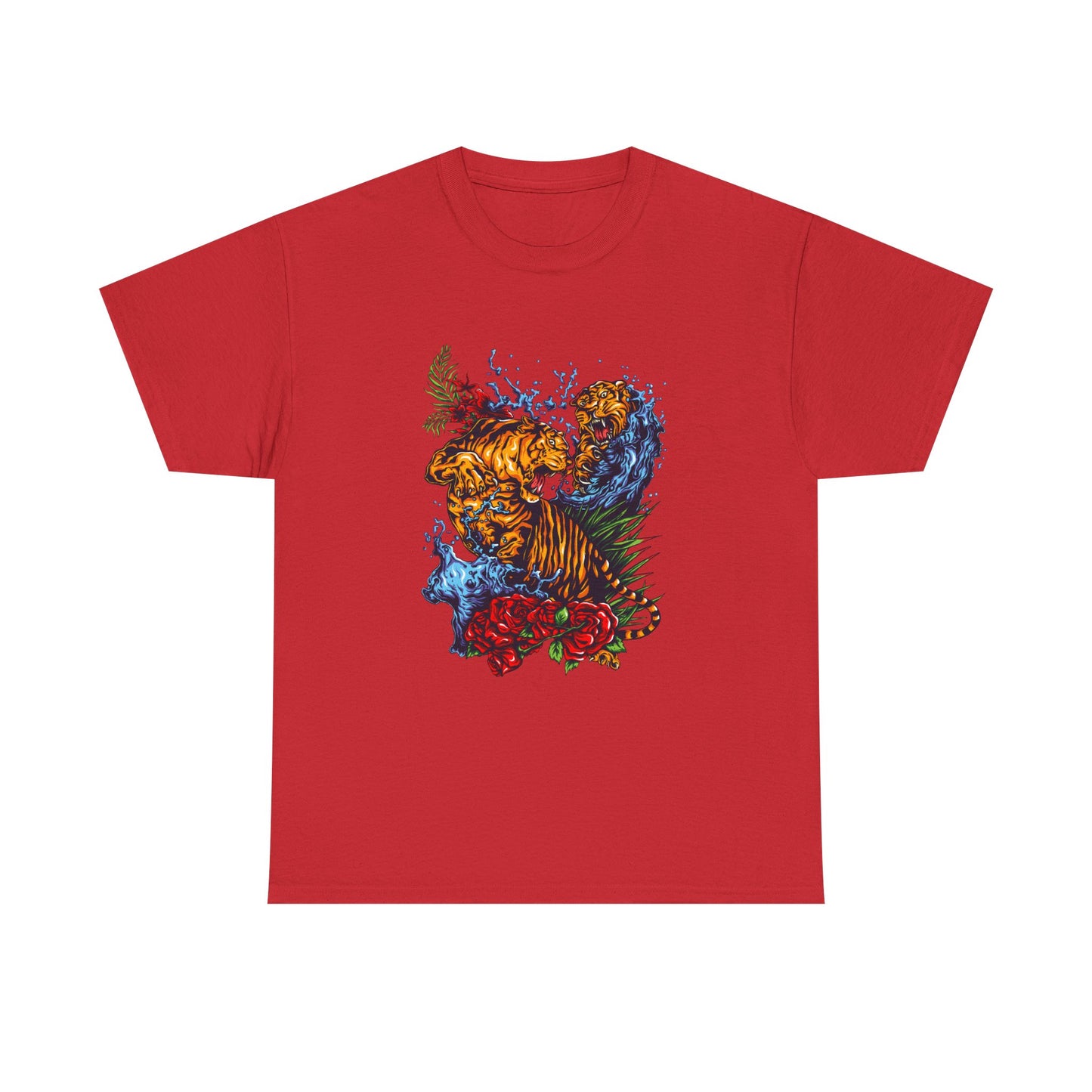 Savage Tiger Floral Graphic Tee  | Bold Streetwear Animal Print Tee | Tiger & Rose Graphic Tee | Bold Floral Ninja Tiger T-Shirt