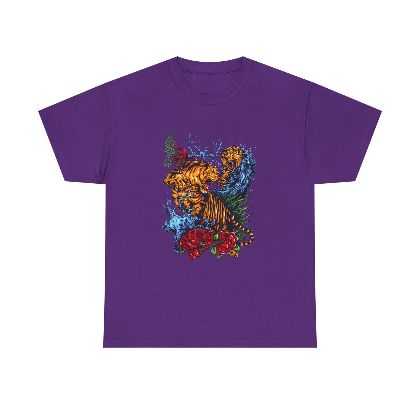Savage Tiger Floral Graphic Tee  | Bold Streetwear Animal Print Tee | Tiger & Rose Graphic Tee | Bold Floral Ninja Tiger T-Shirt