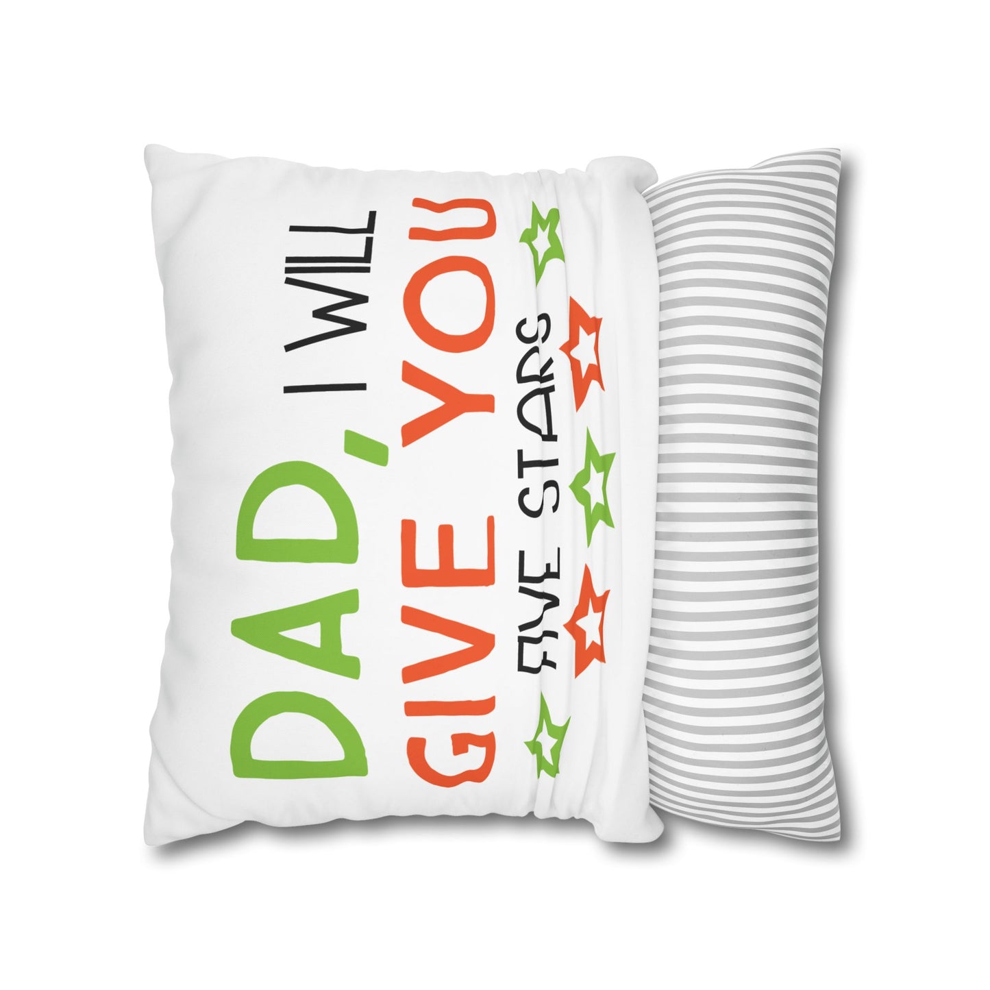 Cushion Cover | Funny Father’s Day Pillow Gift for Dad | Cute Dad Throw Pillow | Dad I Will Give You Five Stars Square Throw Pillow | Father’s Day Gift