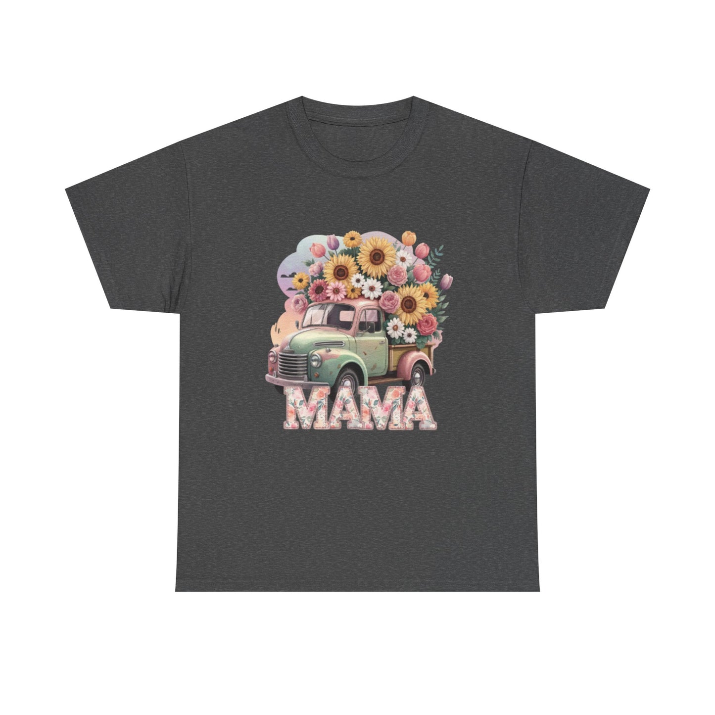 T-Shirt | Vintage Floral Mom Tee | Mama Vintage Truck Floral Tee | Mama Flower Truck Graphic Tee