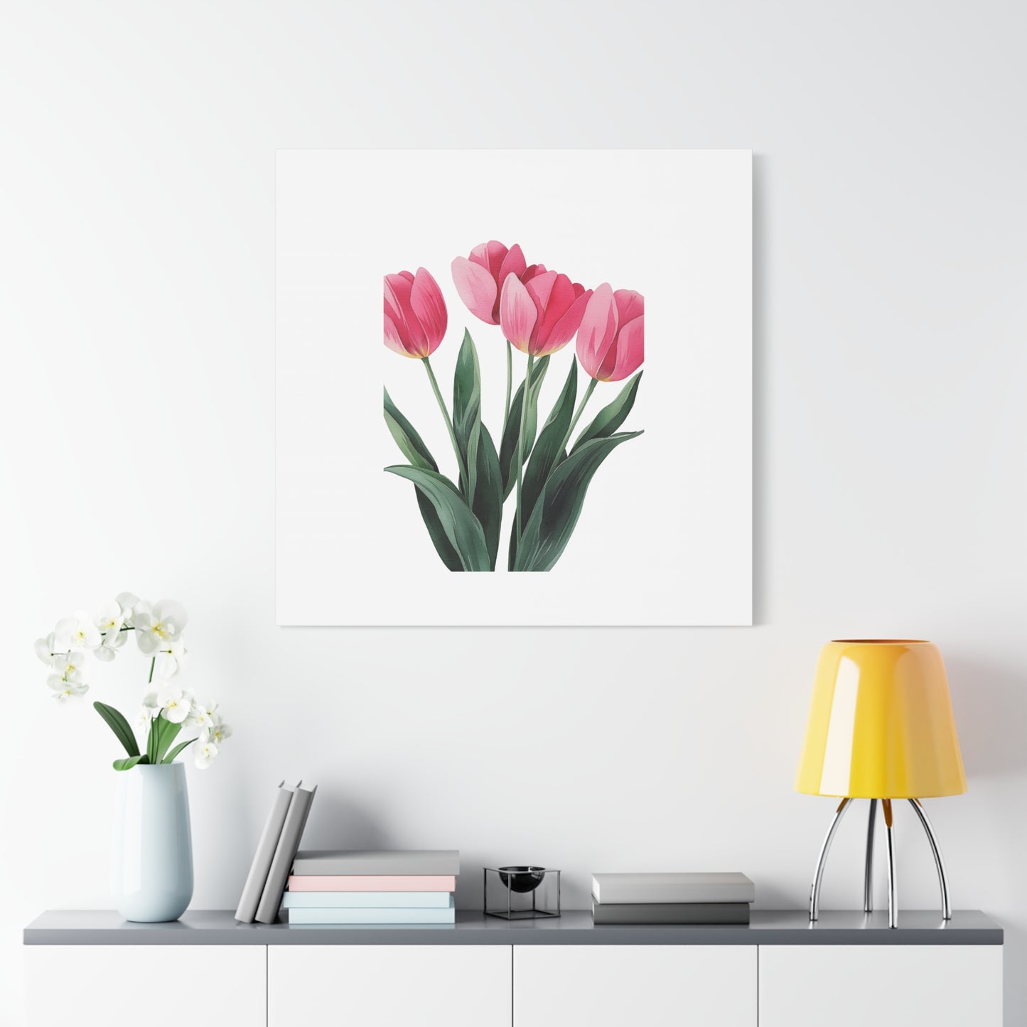 Pink Tulip Bouquet Wall Art Print | Elegant Floral Botanical Decor