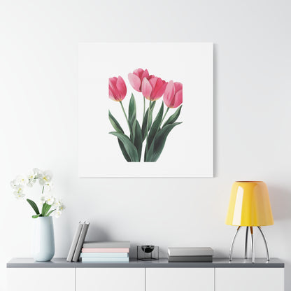 Pink Tulip Bouquet Wall Art Print | Elegant Floral Botanical Decor