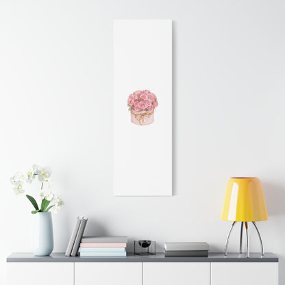 Pink Rose Bouquet Box Wall Art Print | Elegant Floral Gift Decor | Matte Canvas