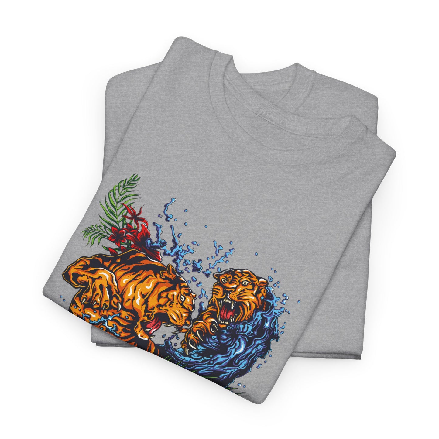 Savage Tiger Floral Graphic Tee  | Bold Streetwear Animal Print Tee | Tiger & Rose Graphic Tee | Bold Floral Ninja Tiger T-Shirt