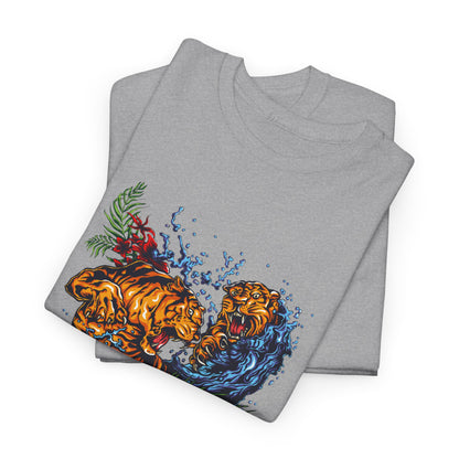 Savage Tiger Floral Graphic Tee  | Bold Streetwear Animal Print Tee | Tiger & Rose Graphic Tee | Bold Floral Ninja Tiger T-Shirt