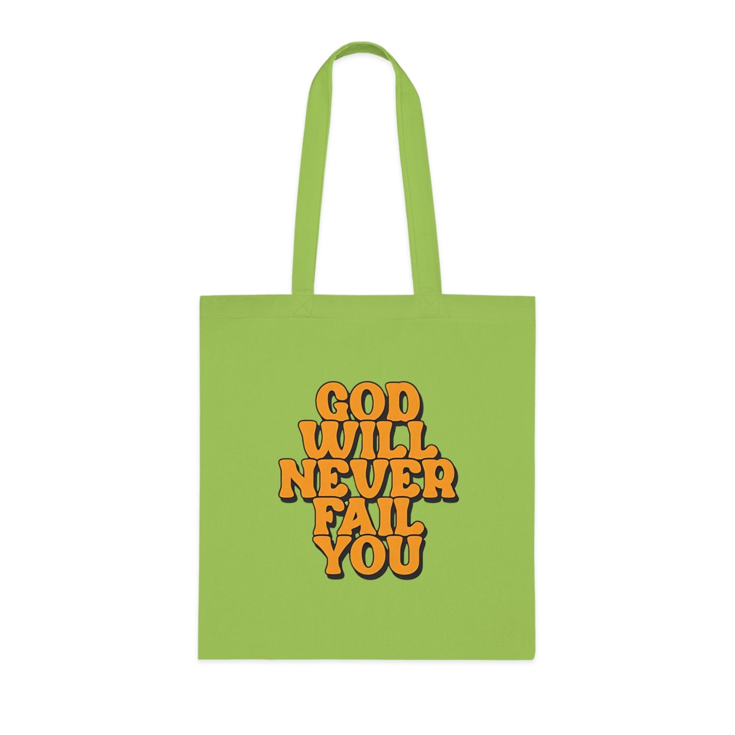 Faith Tote Bag | God Will Never Fail You | Inspirational Cotton Shopping Tote | Christian Faith Canvas Tote Bag for Church | Men | Everyday Use